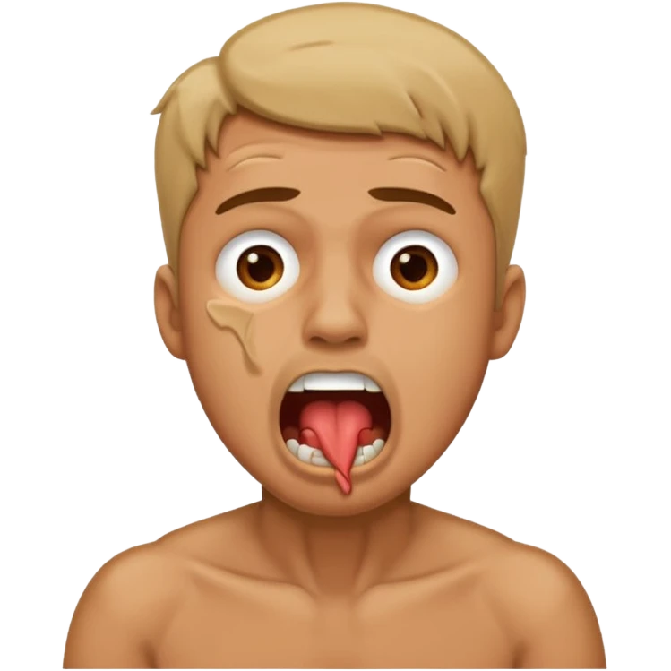 man in distress with mouth open chocking himself emoji