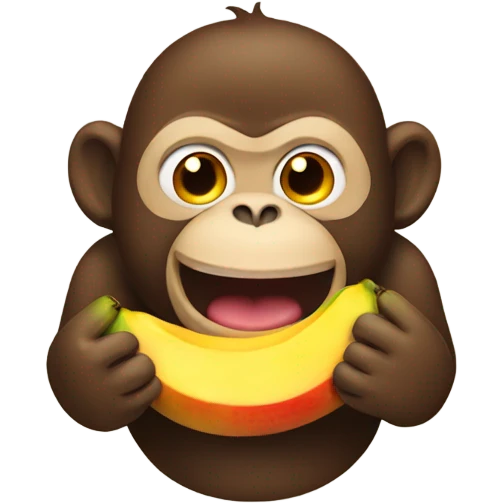 Fat monkey with mango in mouth  emoji
