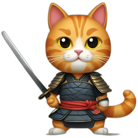 Ginger cat samurai emoji