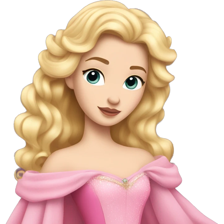 Princess Aurora Sleeping Beauty Blonde curls and Pink ballgown emoji
