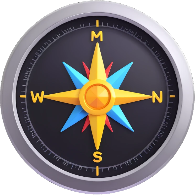 realistic compass, 3D emoji style, shiny metal, glass cover, modern design, like the official compass emoji emoji