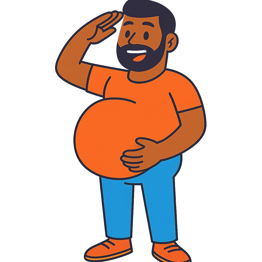 pregnant man saluting emoji