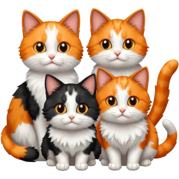 Three small cat emoji