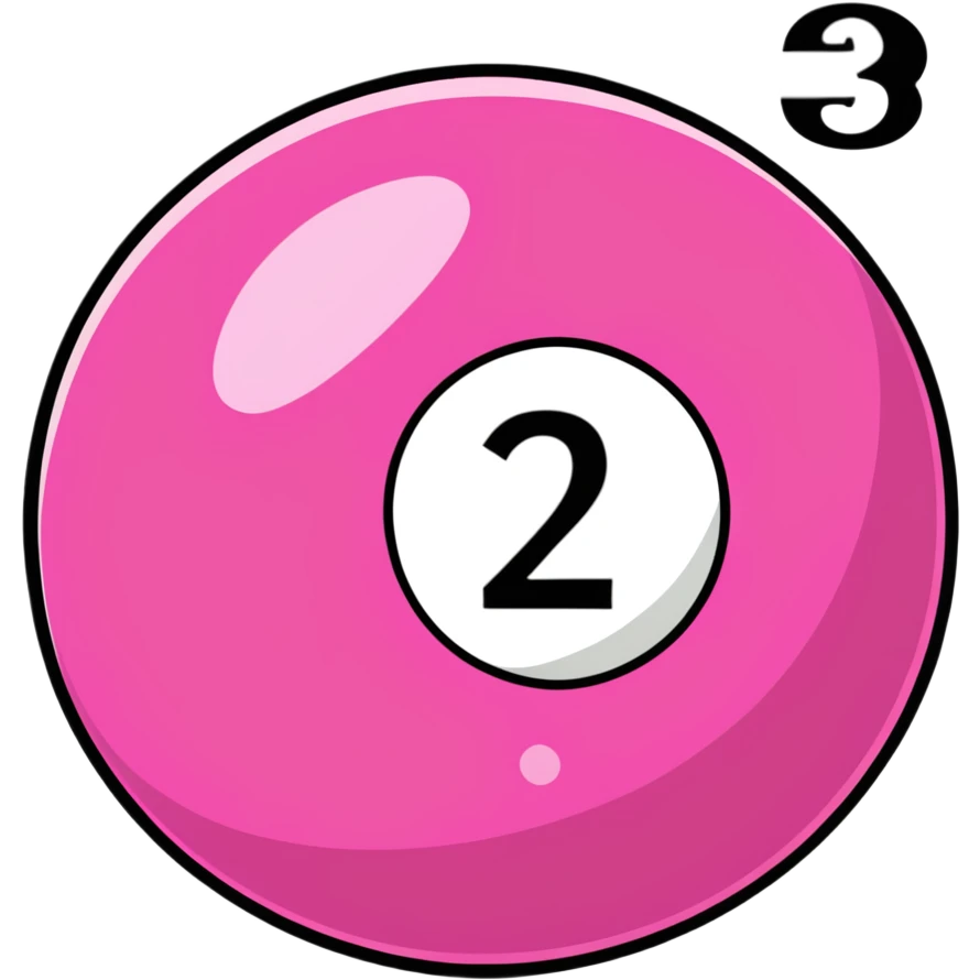 pink billiard ball with the number 23 emoji