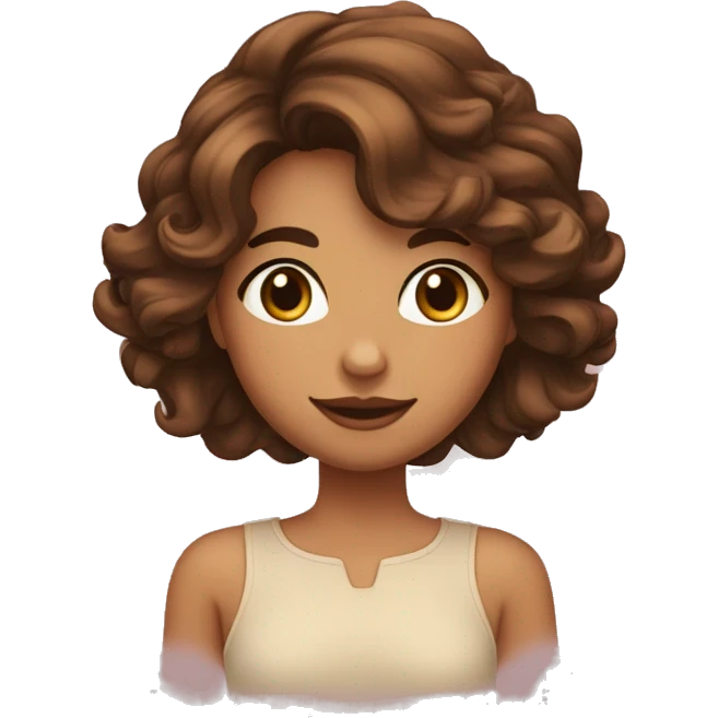 Fille peau normale, cheveux mi-long ondulés, yeux marrons  emoji