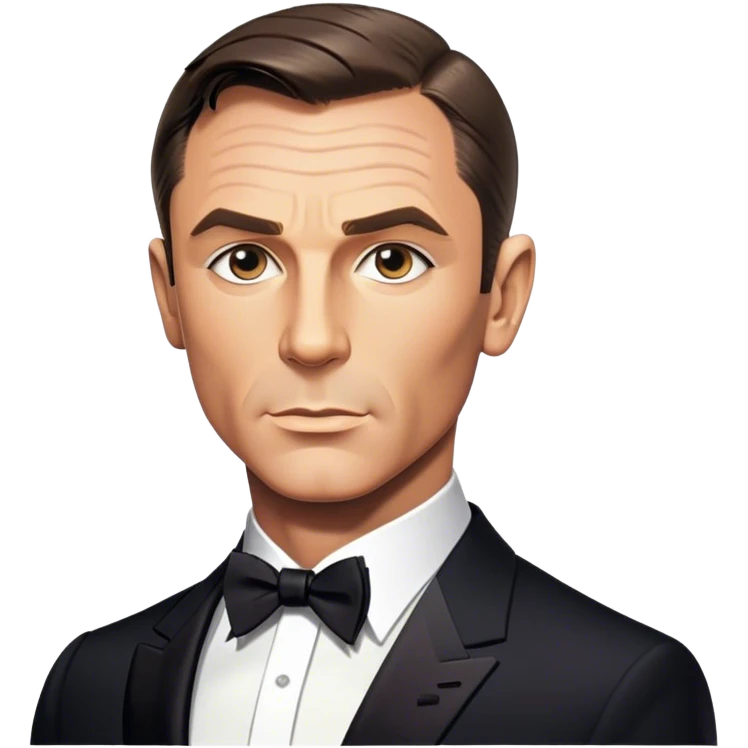Cinematic Realistic James Bond Pop Culture Emoji, depicted with suave sophistication and dynamic action rendered with crisp details and cinematic lighting that capture his legendary cool. emoji