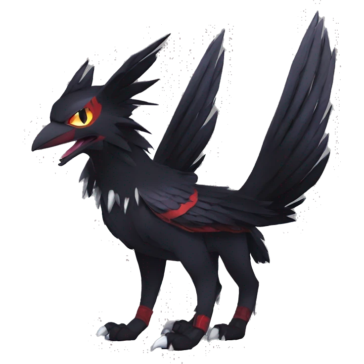 cool edgy black punk red nargacuga-raven-Noivern-cat-animal hybrid Fakemon collar full body emoji