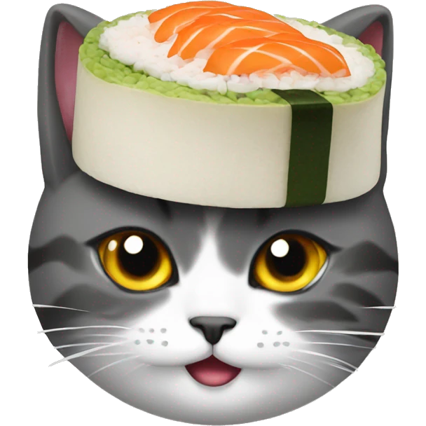 cat wearing sushi as a hat emoji