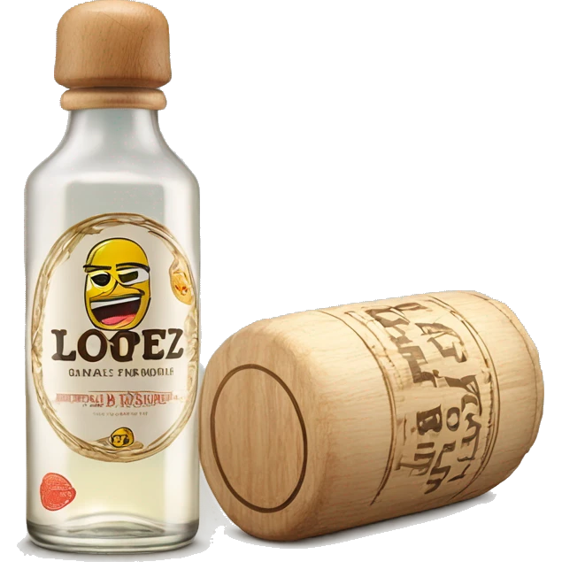 A long cylindrical tequila blanco bottle with the text "LOPEZ" clearly written in the middle of the label and a light wood cap emoji