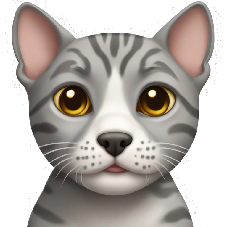 Gray tabby cat with a pitbull blue nose  emoji