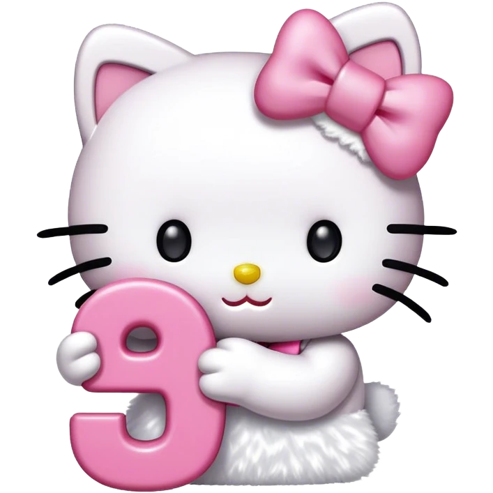 Hello Kitty holding a big number 1 emoji