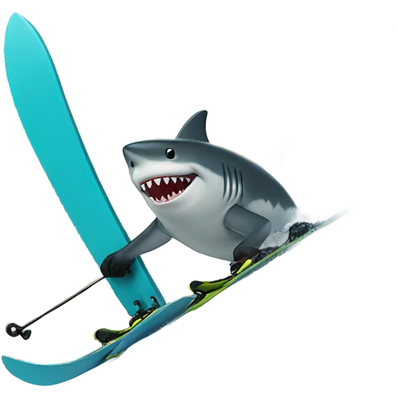 shark skiing on a mountain emoji