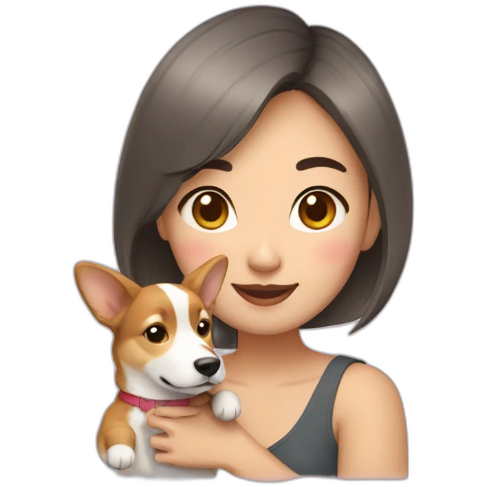 asian short hair girl with corgi emoji