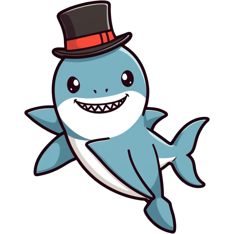 Shark with a top hat emoji