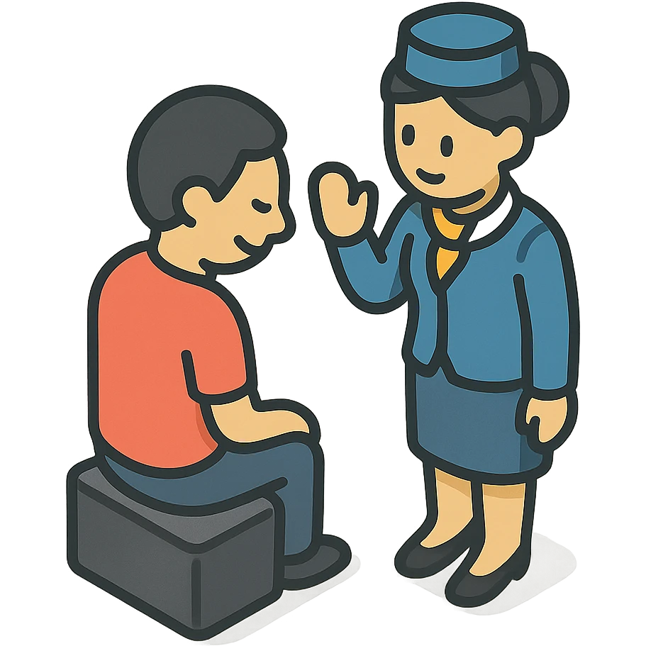 человек кивает стюардессе emoji