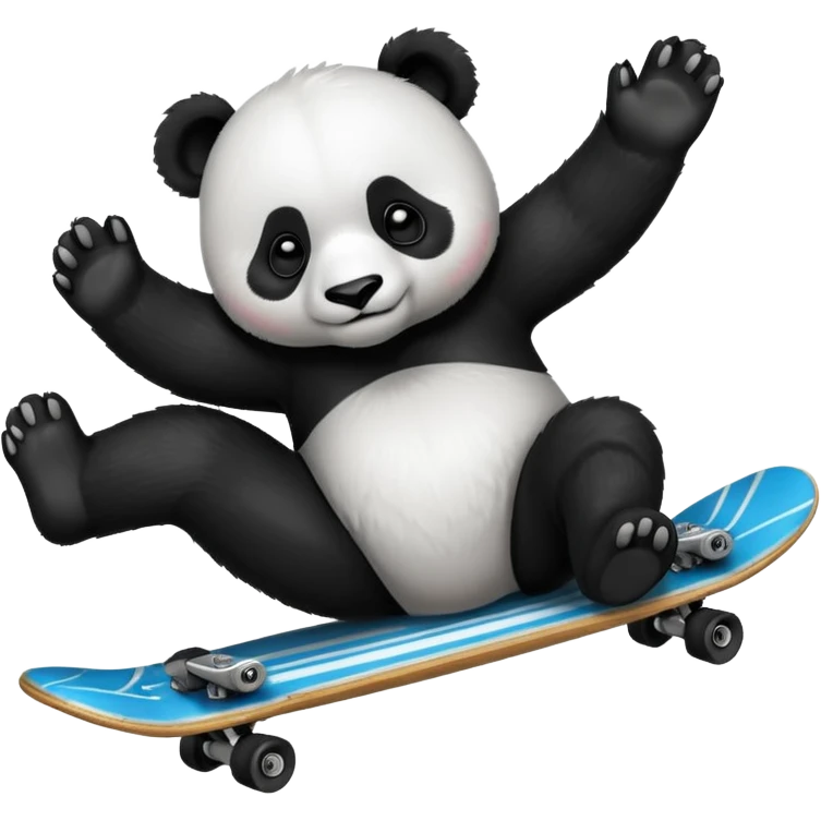 panda on a skateboard, lying on its back emoji