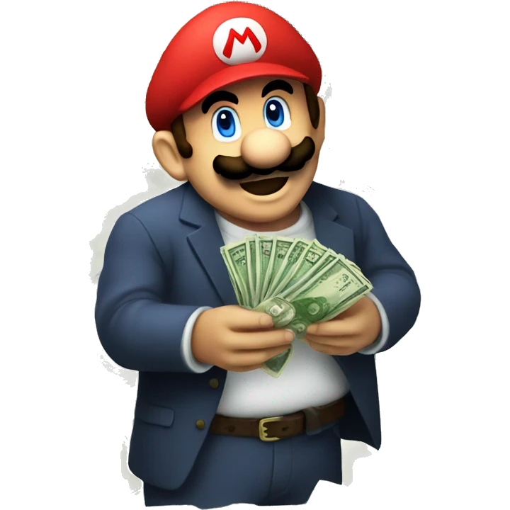 mario doing a money spread emoji