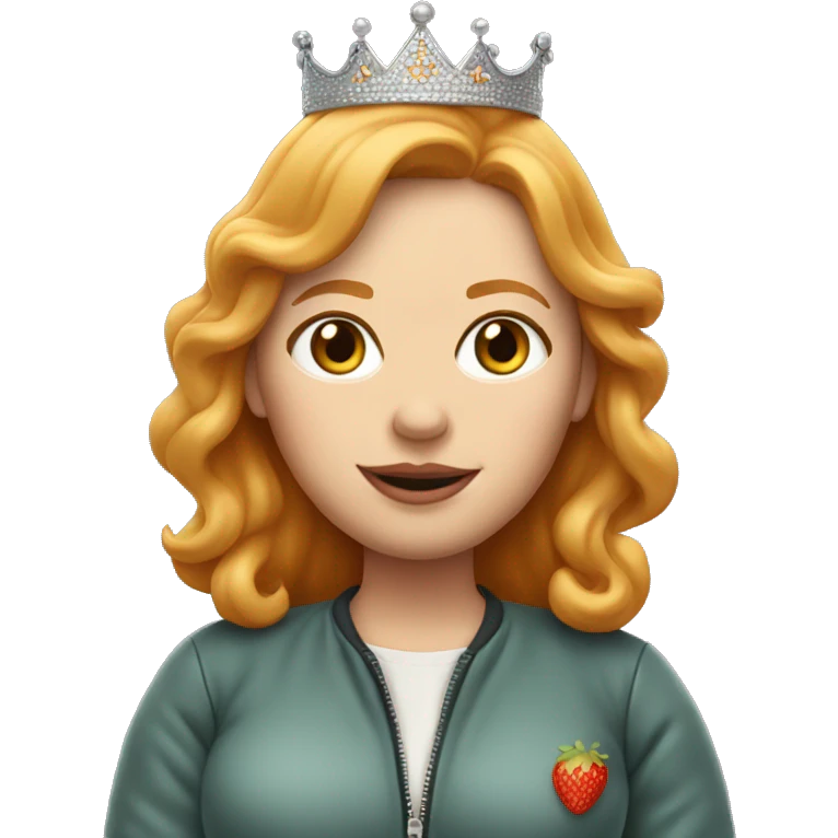 Strawberry blonde woman pregnant wearing a cool jacket and crown  emoji