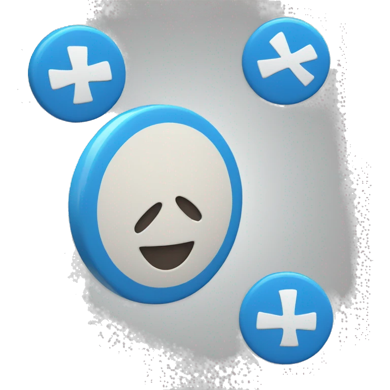 Blue round button with white X emoji