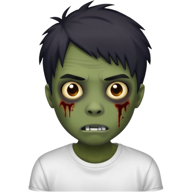 a dark emo zombie with a white t-shirt  emoji