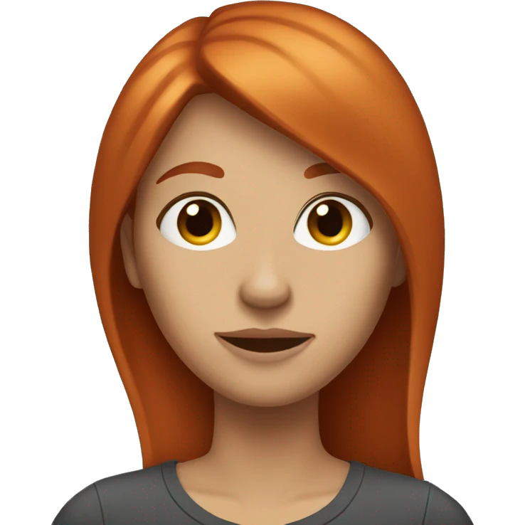 A selfie of a redheaded woman with straight hair emoji