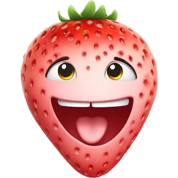 strawberry with a cute face emoji