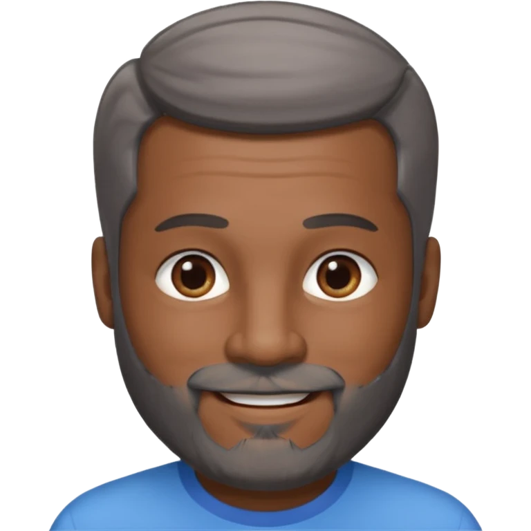 A middle-aged man with a medium black and gray beard, short dark hair cut to the scalp on the sides and combed back on top, blue eyes, smiling, dark skin tone emoji