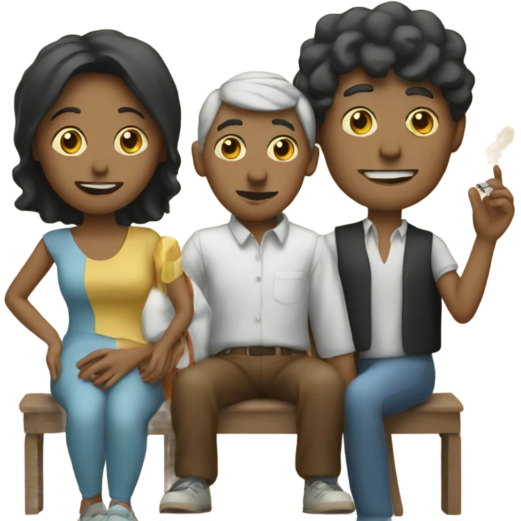 cigarette personified as a man with wife and kids  emoji