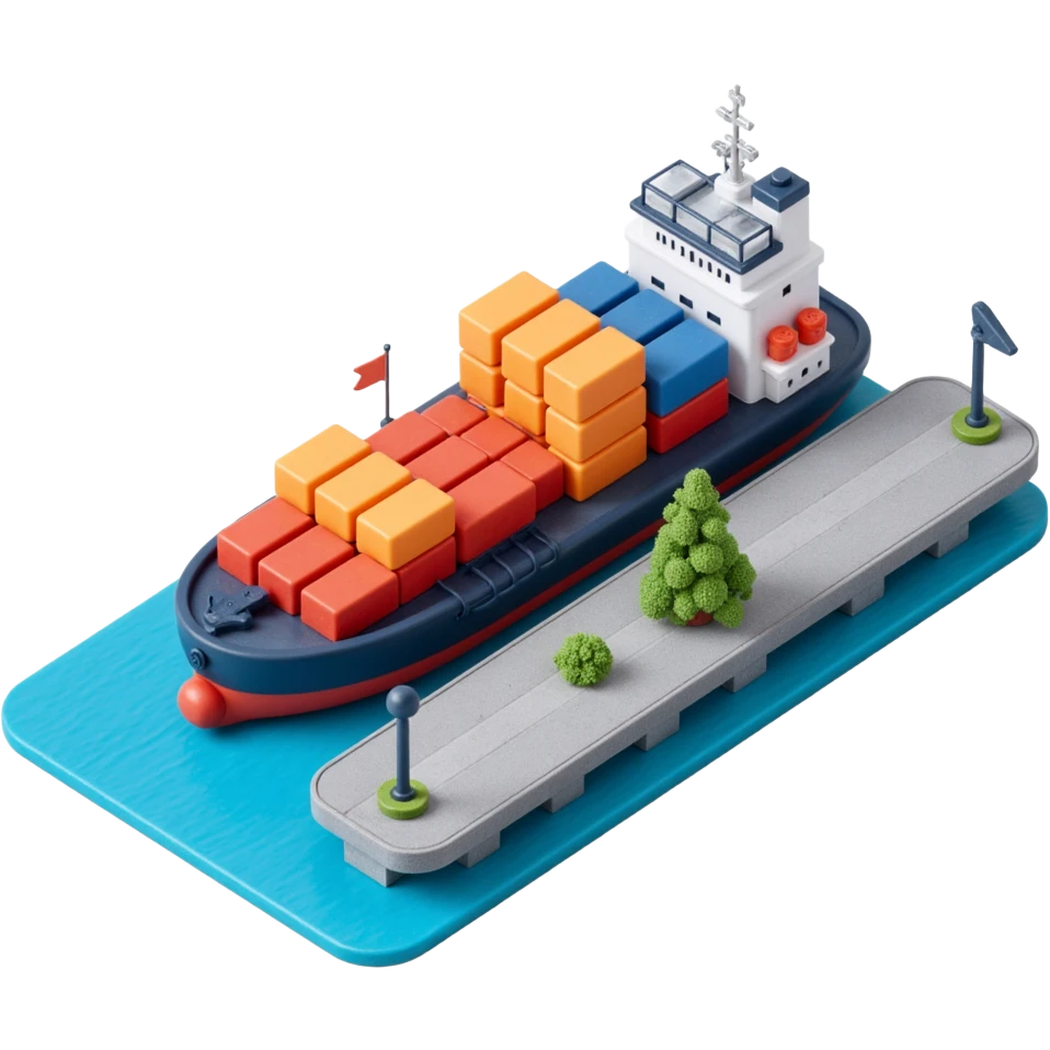 port with cargo ship
 emoji