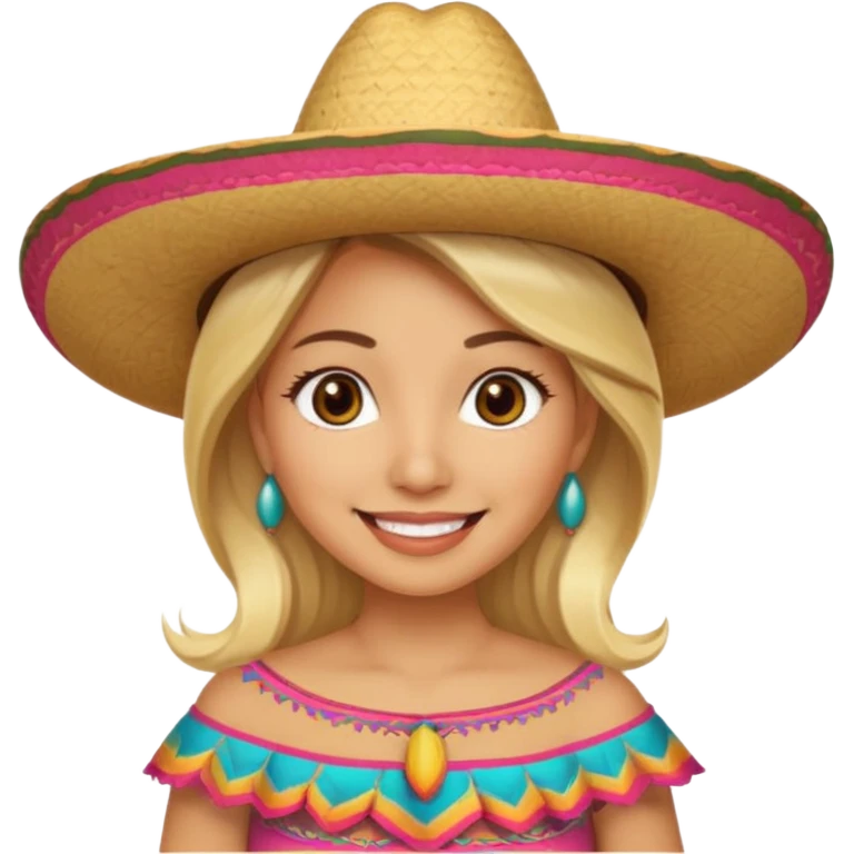Blonde Mexican woman with a sombrero smiling emoji