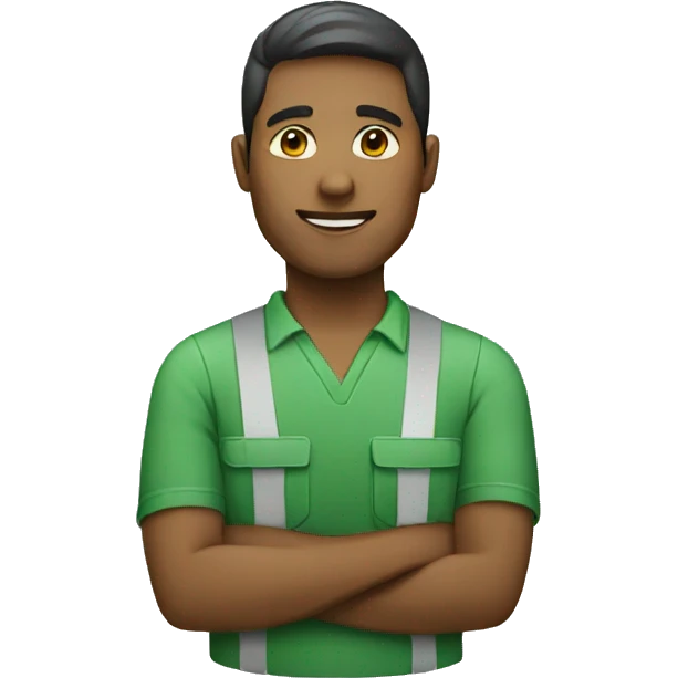 worker wearing green emoji