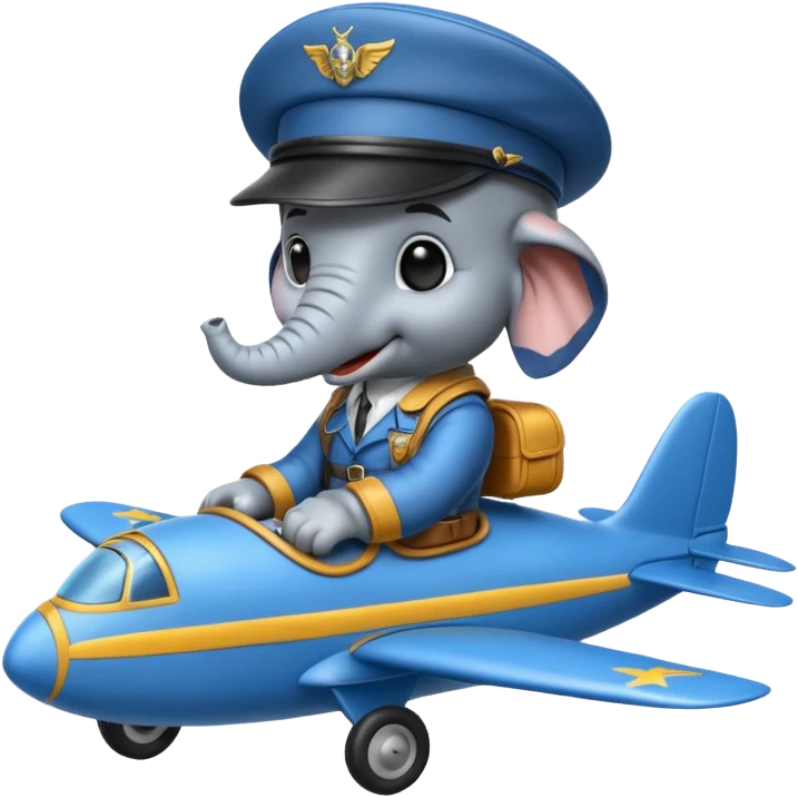 elephant pilot riding blue plane emoji