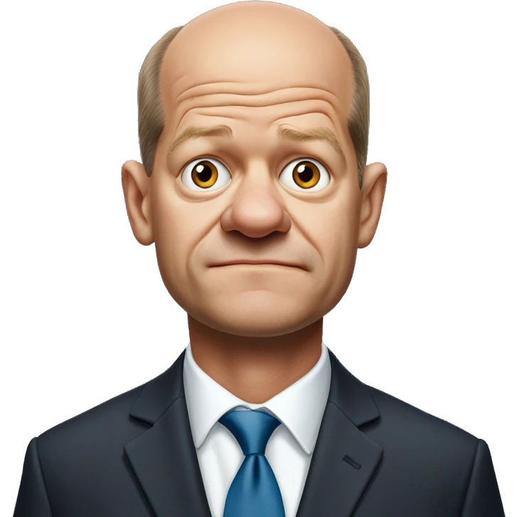 photorealistic Olaf Scholz embarrassed, guiltily shrugs sad emoji