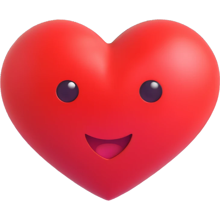 red heart emoji, 3D Microsoft style, glossy and vibrant emoji