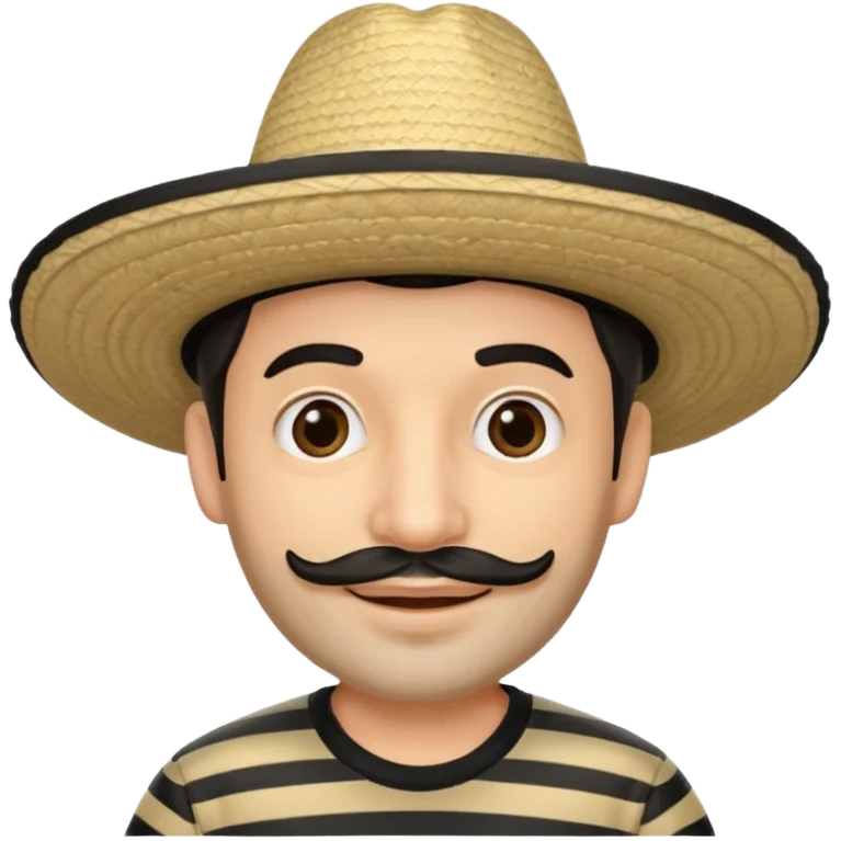 A happy fair skinned Colombian man with minimal facial hair wearing a black and beige stripped Colombian sombrero emoji