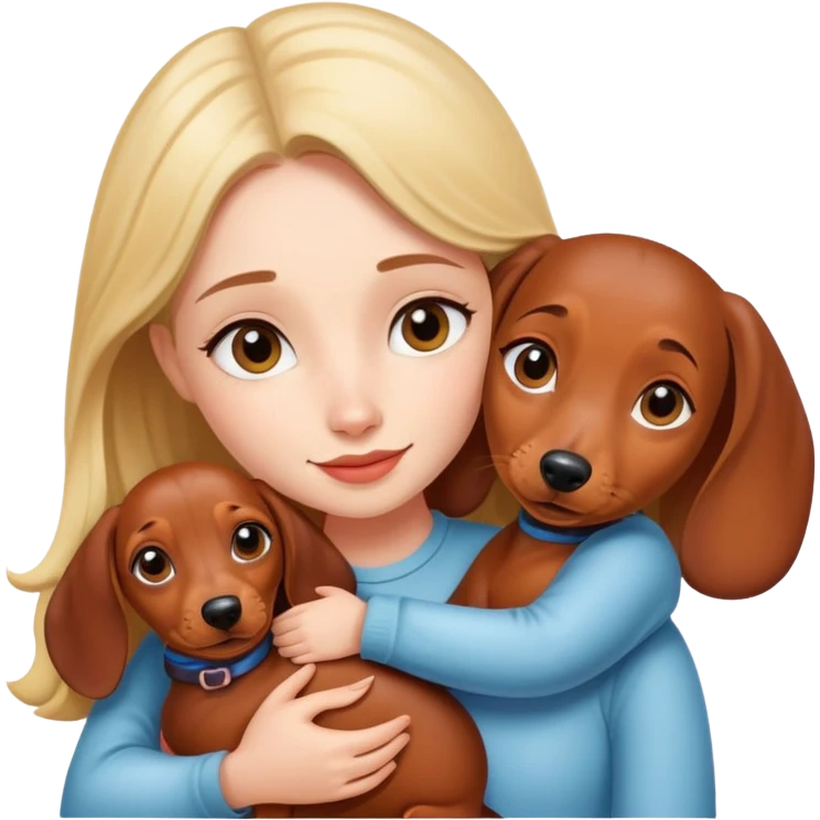 girl hugging dachshund emoji