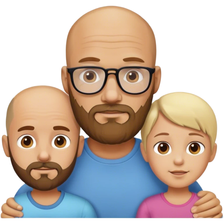 Cool bald dad with beard, who had a blond daughter and brunette son  emoji