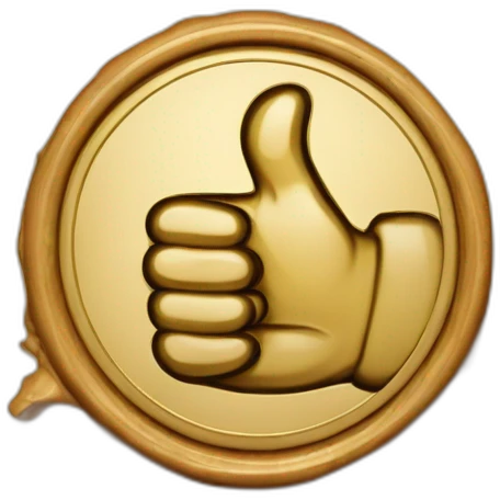 wax stamp of a seal with thumbs up hand emoji