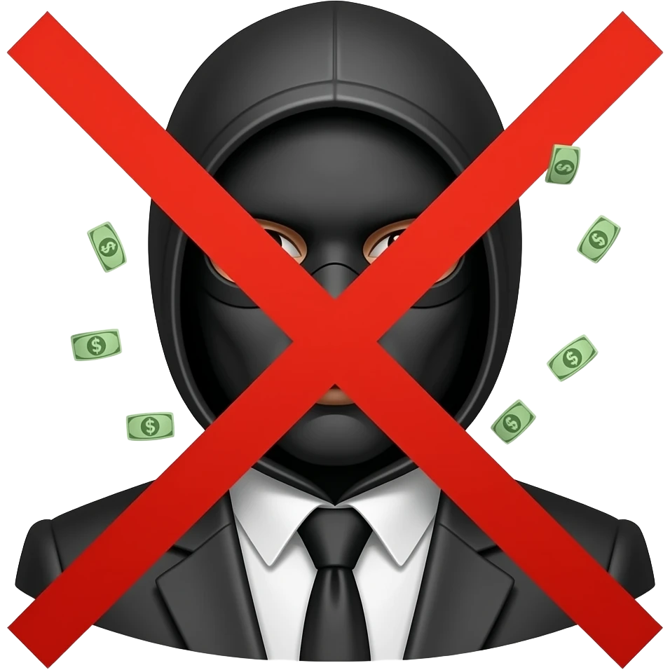 вор с деньгами  перечеркнутый красным крестом  в стиле телеграм emoji
