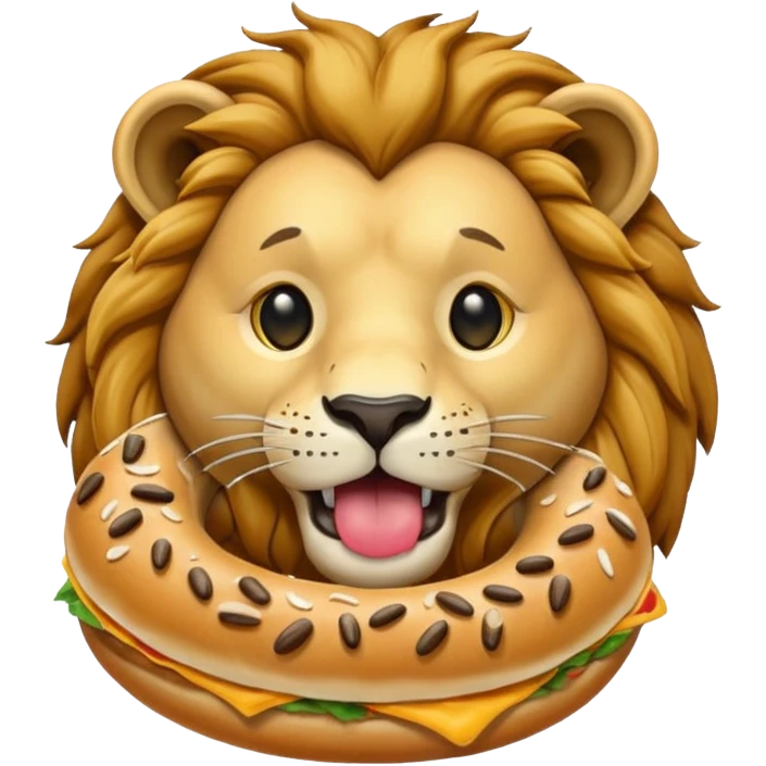 lion eating bagel emoji