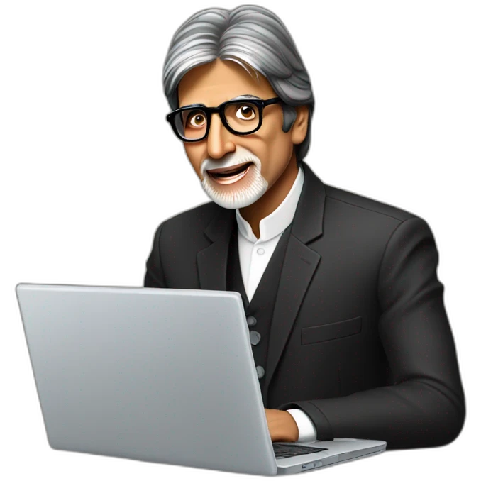 Amitabh Bachchan using laptop emoji