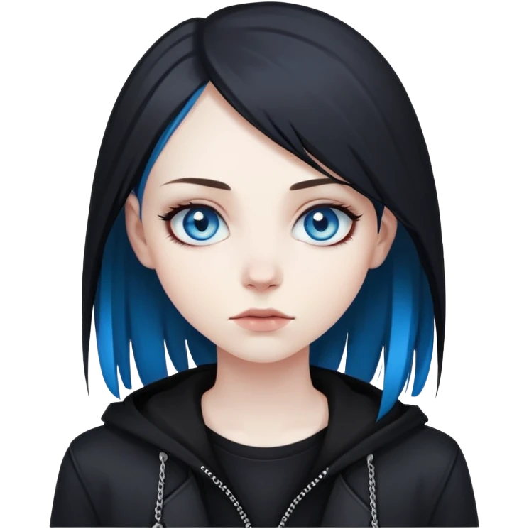 Female with pale skin and blue eyes. Emo in style emoji