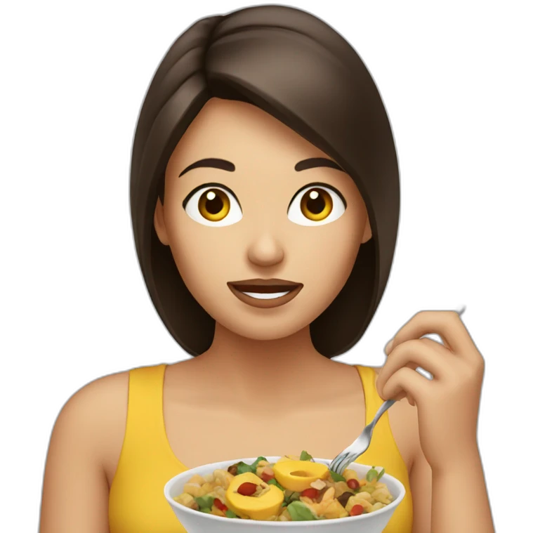 brunette eating emoji