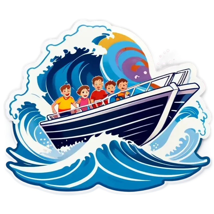 recreational family boat in waves emoji
