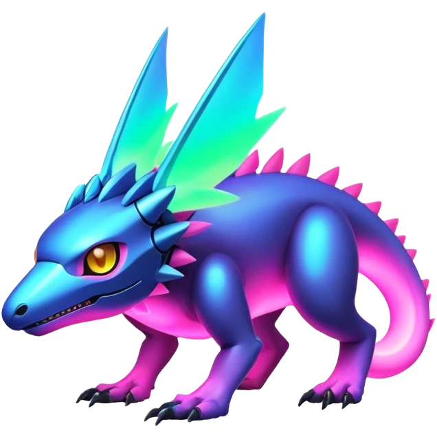 futuristic lush warm-colored modern colorful neon-colored Fakémon-Digimon-Trico-Vernid-creature emoji