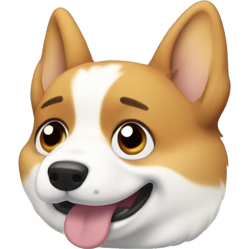 Corgi with droopy ears, teary eyes, and a little cloud above its head, looking heartbroken emoji