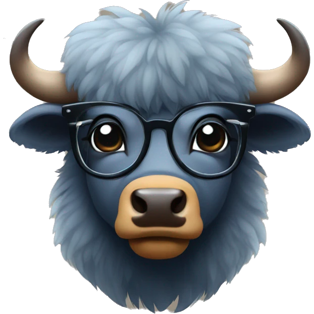 cute bison in glasses emoji