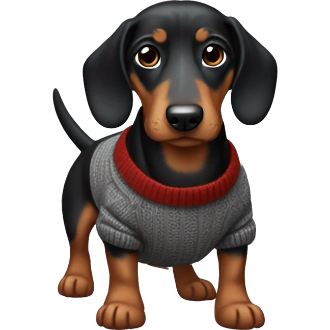 Black & tan sausage dog wearing jumper  emoji