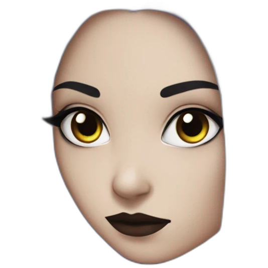 Raven Queen White gothic girl with long straight black hair and purple streak emoji