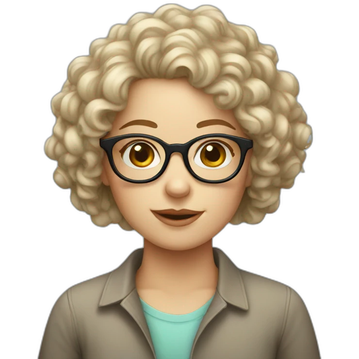 curly white girl in glasses emoji